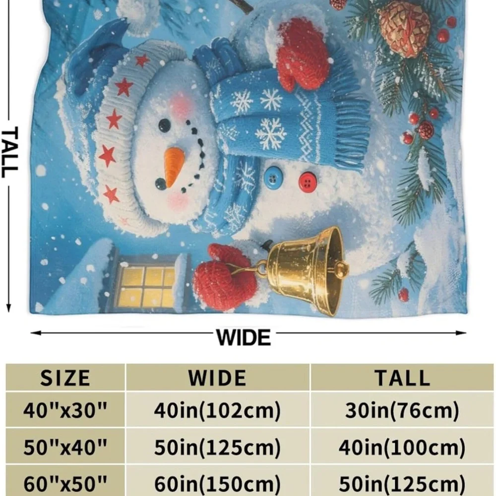 Winter Wonderland Snowman Blanket - Blue and Red